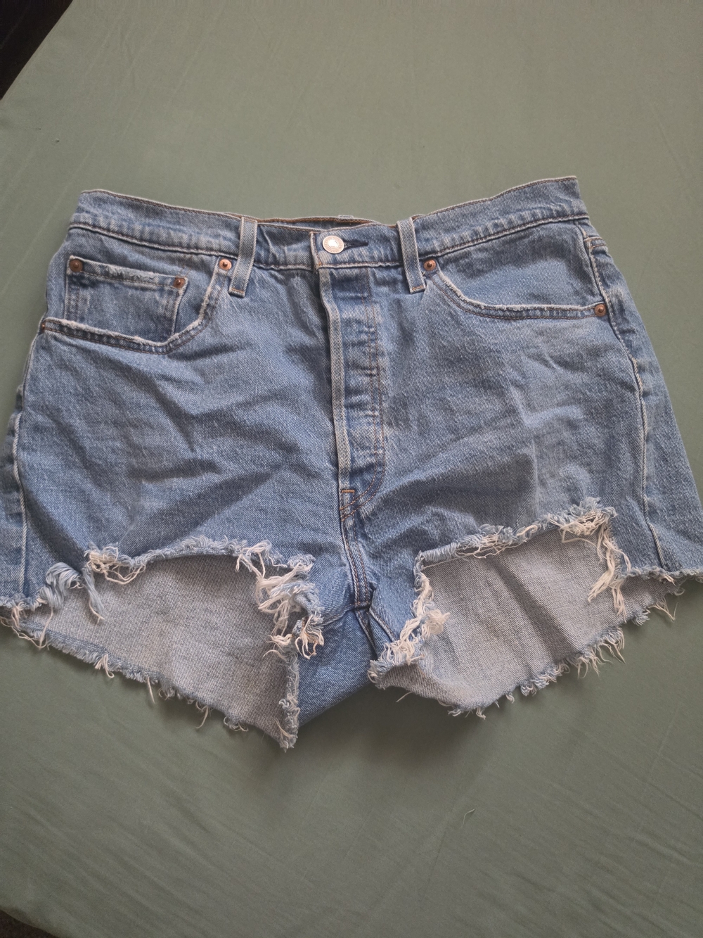 Levi's Light Blue Distressed Cutoff Denim Shorts